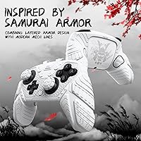 Vista 3 de PlayVital Funda de silicona para Nintendo Switch 2 Pro Controller - Samurai Armor Edition Funda de silicona para controlador Switch 2 Pro con tapas