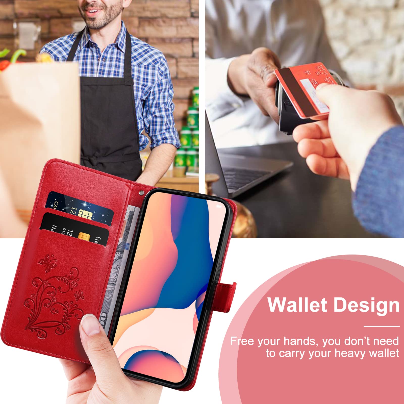 Hülle Für Motorola Moto G84 5G – PU-Leder Flip Case Mit Magnetverschluss, Kartenfach & Standfunktion, Rot
