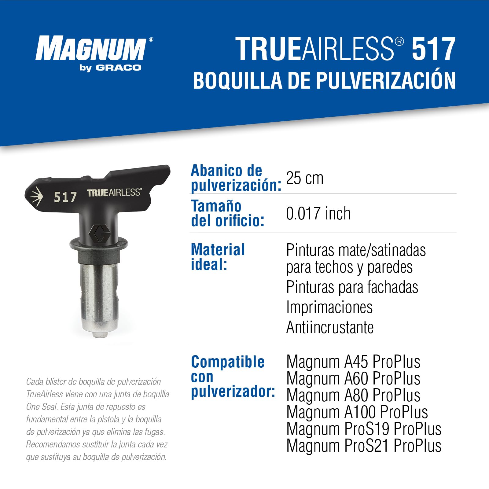 Graco TRA517 Boquilla de pulverización TrueAirless 517 - para Magnum A45, A60, A80, A100, ProS19 y ProS21