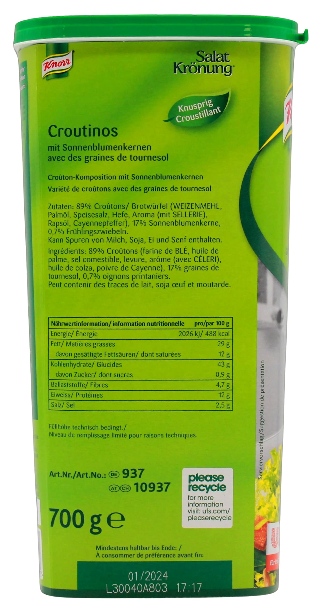 Knorr Croutinos mit Sonnenblumenkernen 700 g, 1er Pack (1 x 0.7 kg)