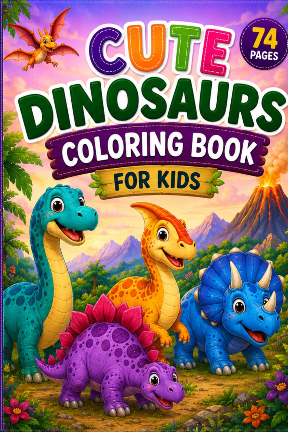 Cute dinosaurs coloring book for kids: Fun and East coloring pages for boys and girls