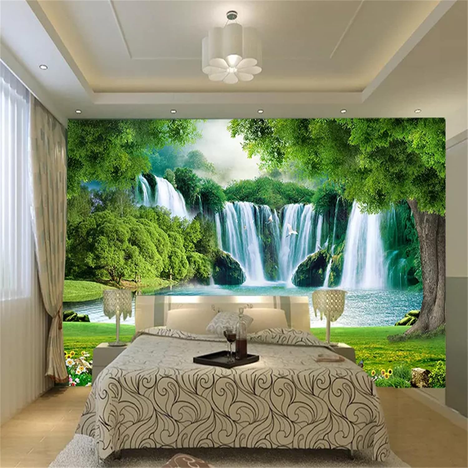 Hrogdo Waterfall Wall Murals,Natural Landscape 3D Print Wall Mural