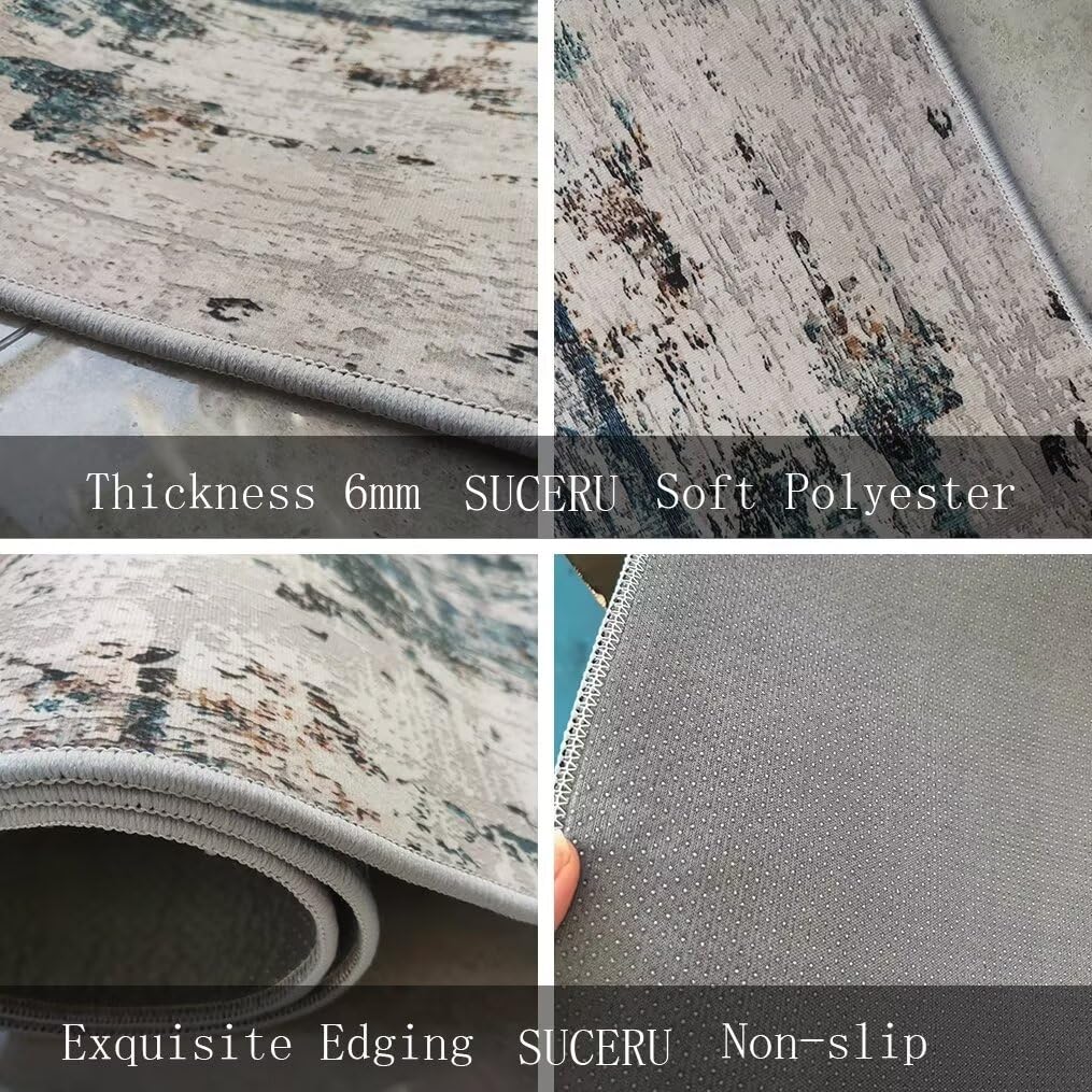 Teppich Läufer Flur Diele Küche rutschfest Waschbar Grau Dauerhaft 100X400CM Abstrakt Teppichläufer für Wohnzimmer Korridor Schlafzimmer Büro Esszimmer Flurläufer Anpassbar Meterware