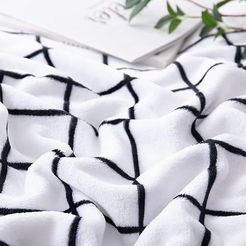 Miniatura 4 de Bertte - Cobija aterciopelada, ultraafelpada, muy suave, con decoración de rayas, para cama tamaño queen