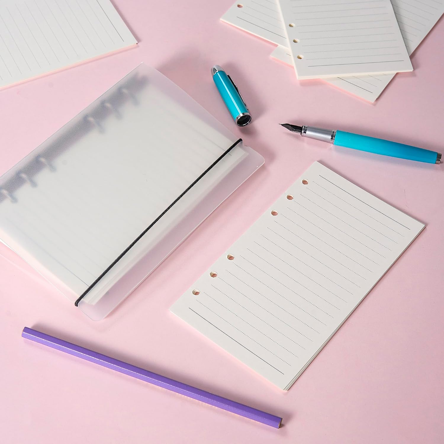 A6 Lined Refill Paper 171x94mm 6 Hole 8mm Ruled 100GSM Cream Planner Insert image 5