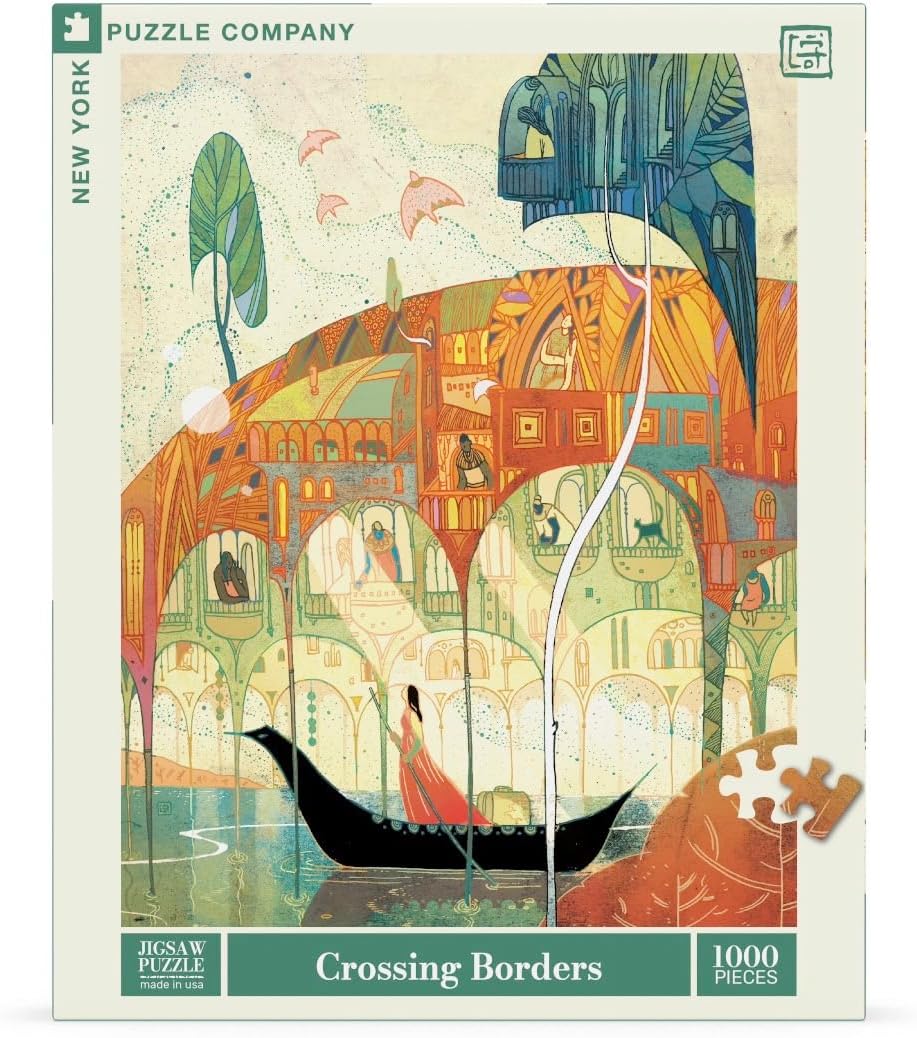 New York Puzzle Company - Victo Ngai Crossing Borders - 1000 Piece Jigsaw Puzzle for Family Game Nights by Victo Ngai
