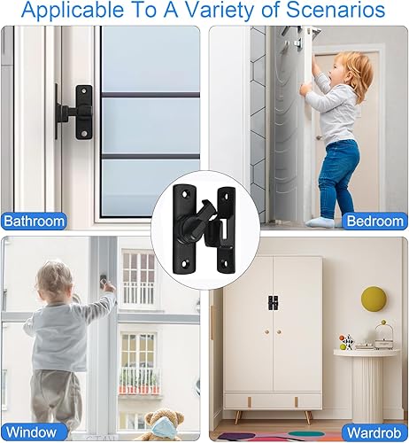 Miniatura 6 de Cerradura de puerta de granero de 90180, cerradura de puerta corredera resistente a prueba de óxido, protección para familias y niños, pestillo de