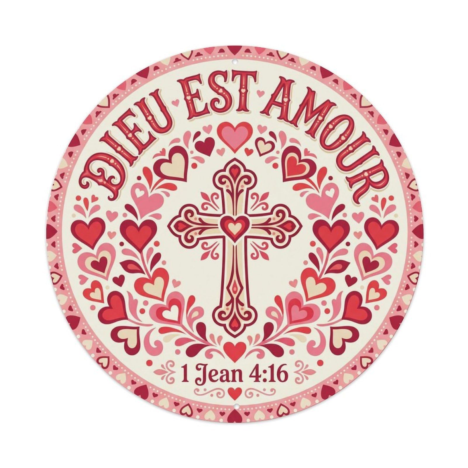 Blessing Medallion Radiant Cross Gentle Gospel Style Metal Tin Sign Plaque Wall Decor for Cafe, Man Cave, Club Bar, Office, Home Garden Round Metal Poster 8x8Inch
