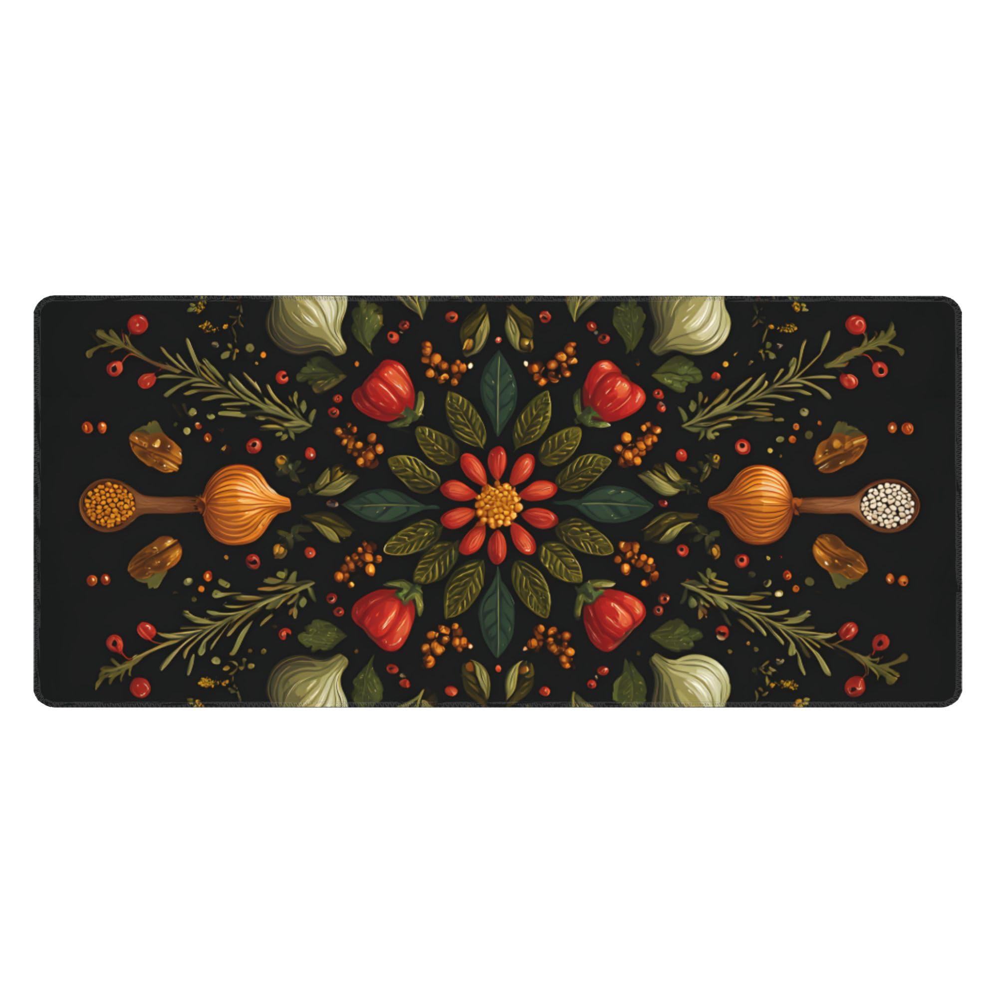 Kitchen Spices Chili Extended Gaming Mouse Pad, with Stitched Edges Large Mouse Pad Desk Protector, Rubber Base Mousepad Keyboard Mouses Mat for Work Game Office Home- 32" X 12" Inch
