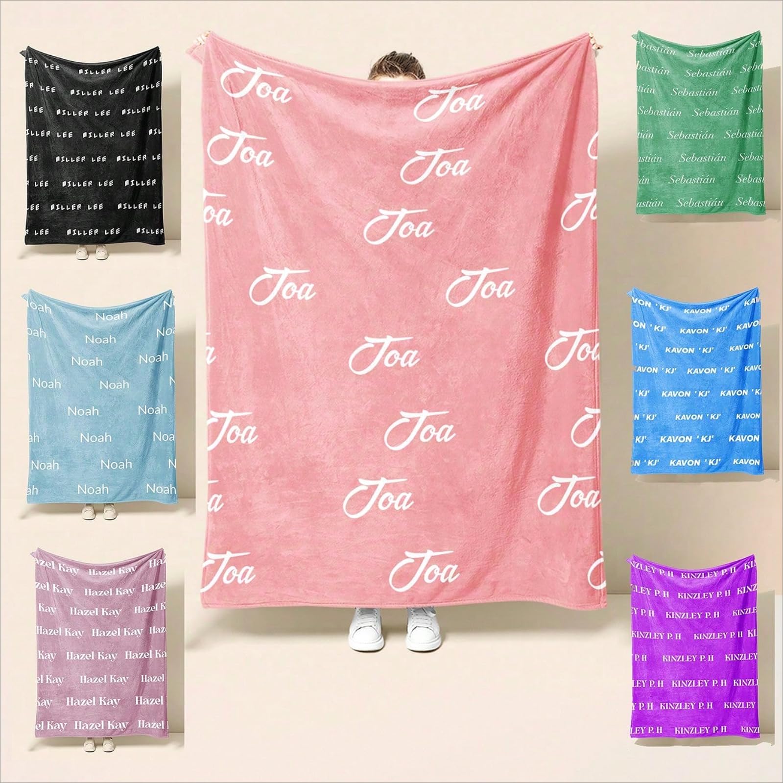 Couverture personnalisée avec nom 150x200 pour toute la famille