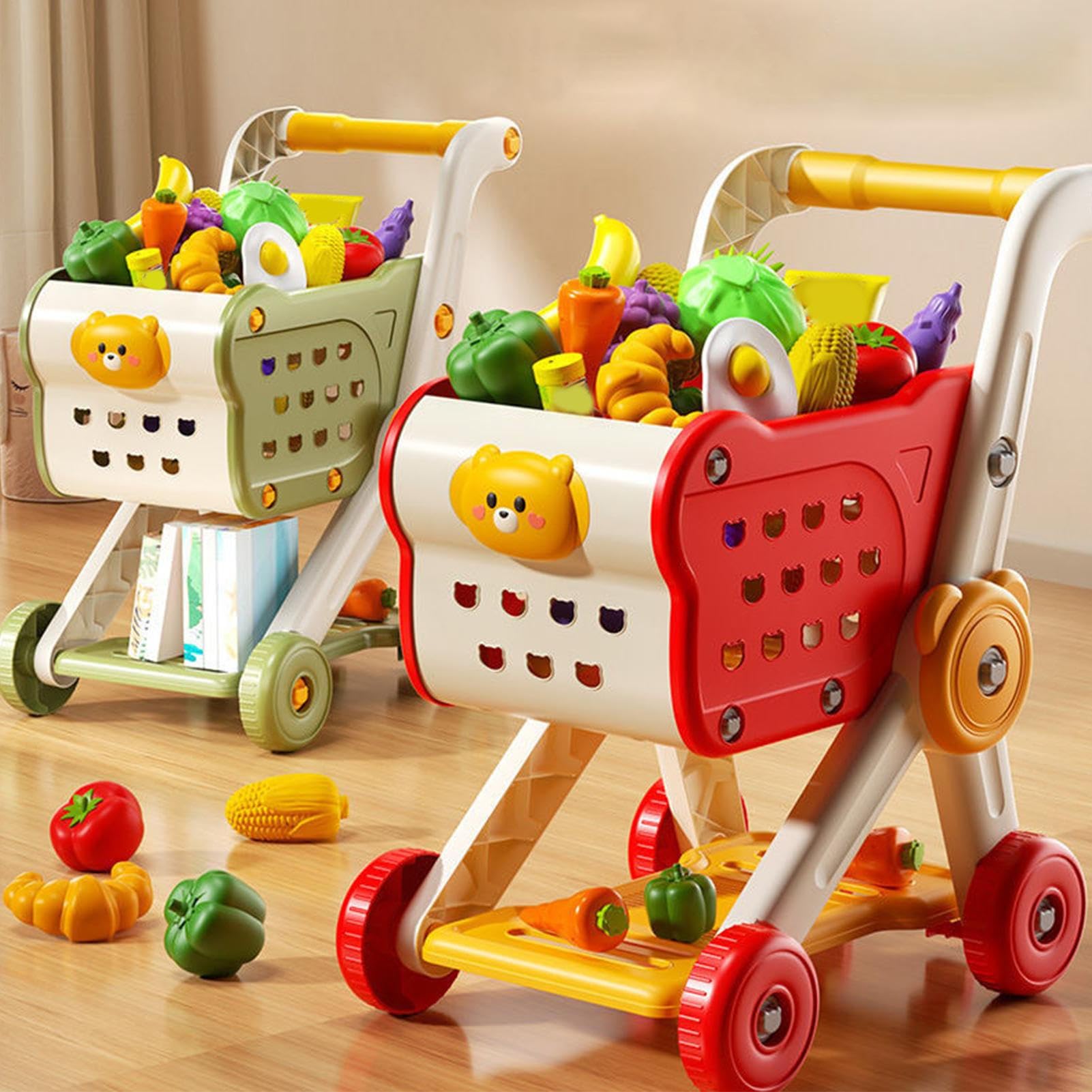 Carrito Compras Infantil Niños Juego de rol Interactivo de Frutas y