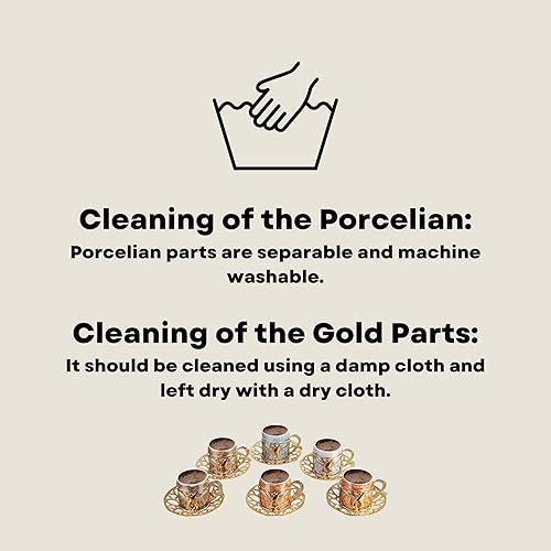 Miniatura 8 de LaModaHome Juego de 6 tazas de café expreso con platillos, tazas de café y platillos de porcelana turca, árabe griego, taza de café para mujeres