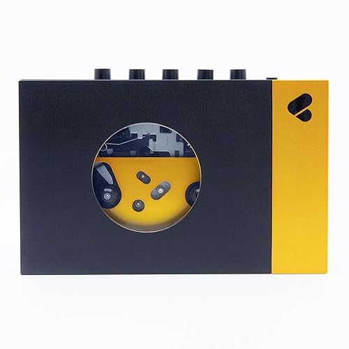 We are Rewind Portable Cassette Player - Cassette Tape Recorder w/Bluetooth Connection Speaker or Headphones, 3.5mm Audio Cable - (Amy, Black & Yellow) - Amy - Black & Yellow