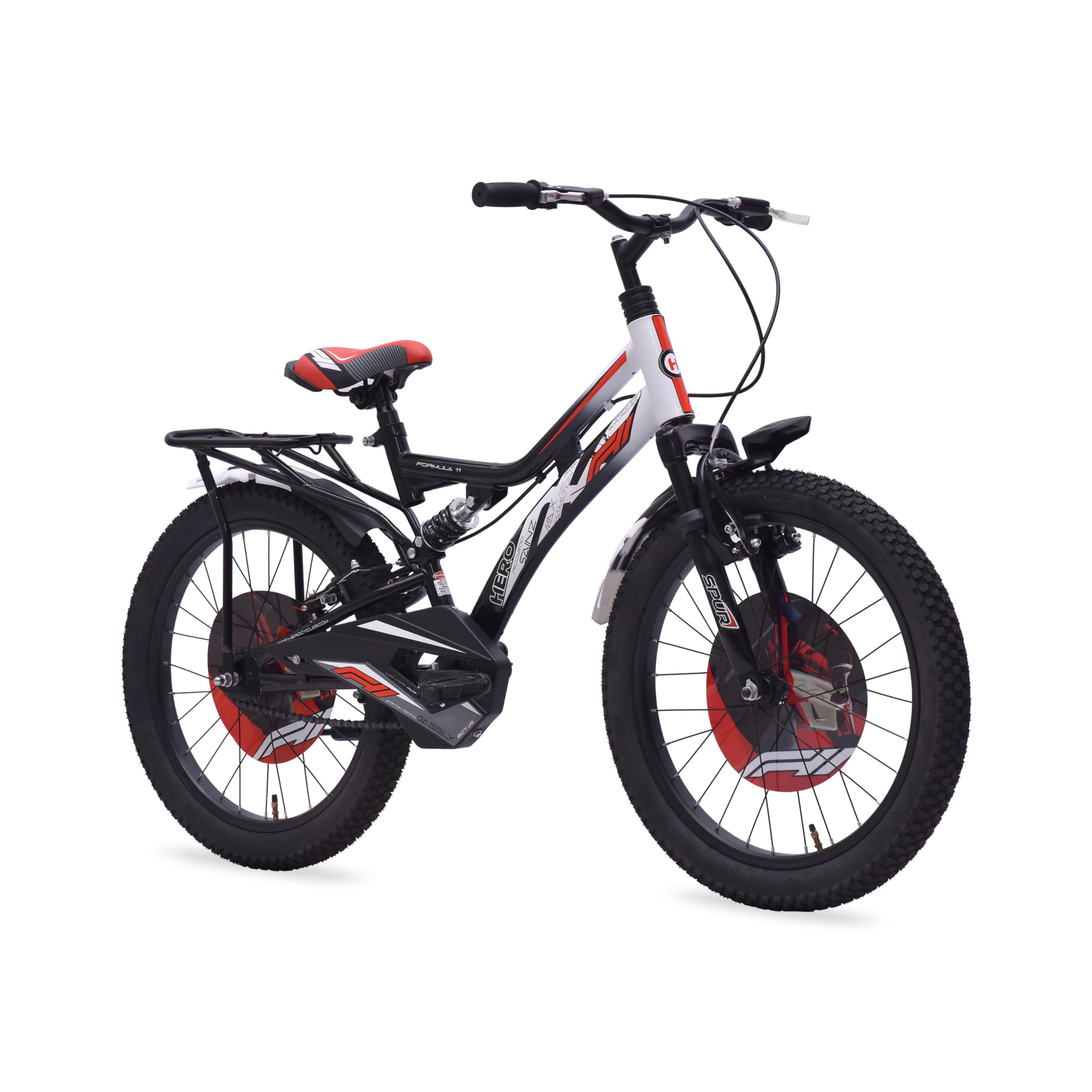 Hero F11 20T Bicycle for Kids | Dual Suspension | V Brake | Single Speed | Easy Self Assembly | Ideal for Kids 5 to 8 Years (White-Black)-image-21