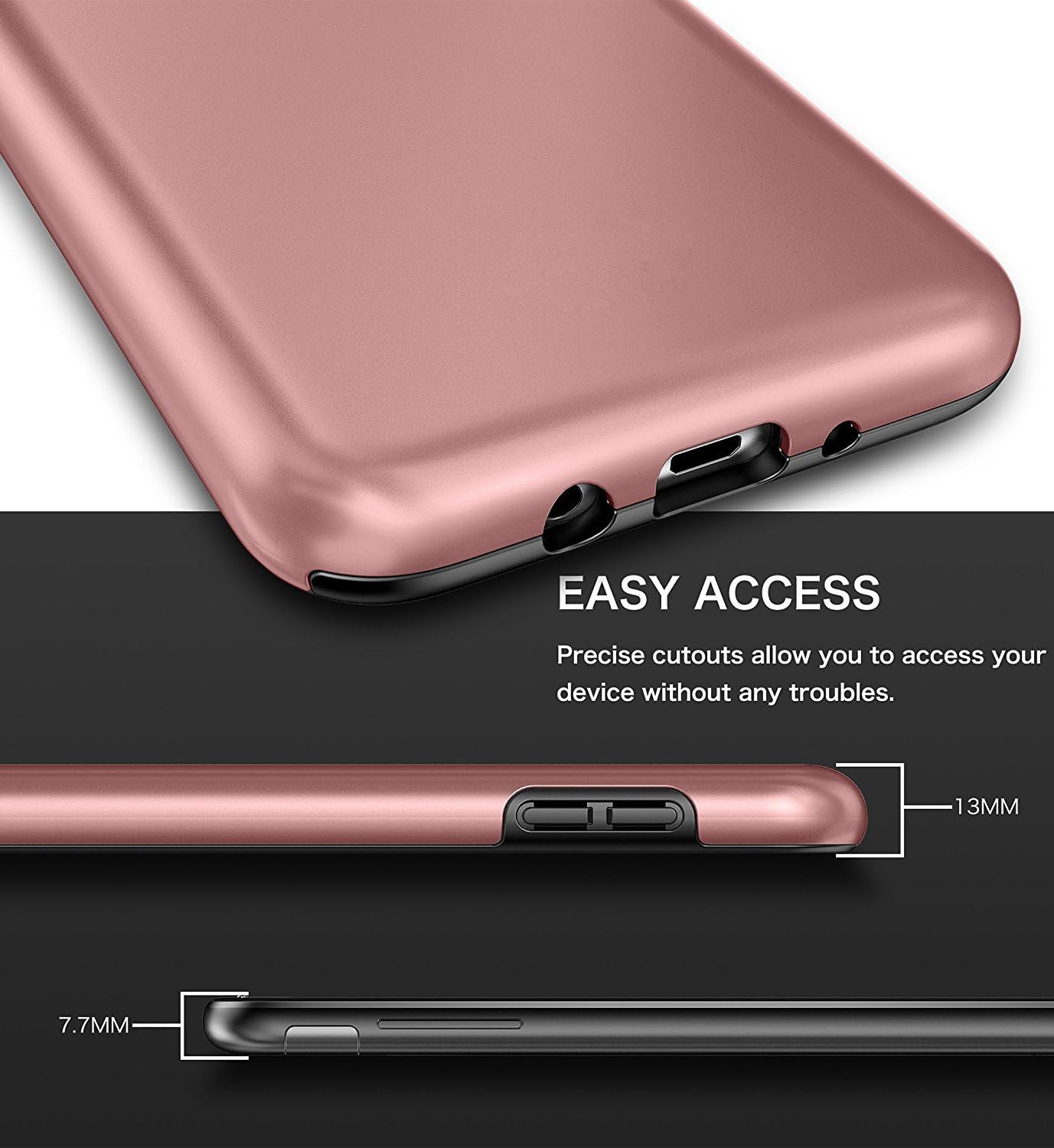 Galaxy J7 V Case, J7 Perx Case,J7V Case,J7 Sky Pro Case,Galaxy Halo Case, All Around Protection Hybrid Dual Layer Armor Phone Case Cover for Samsung Galaxy J7 2017, Rose Gold