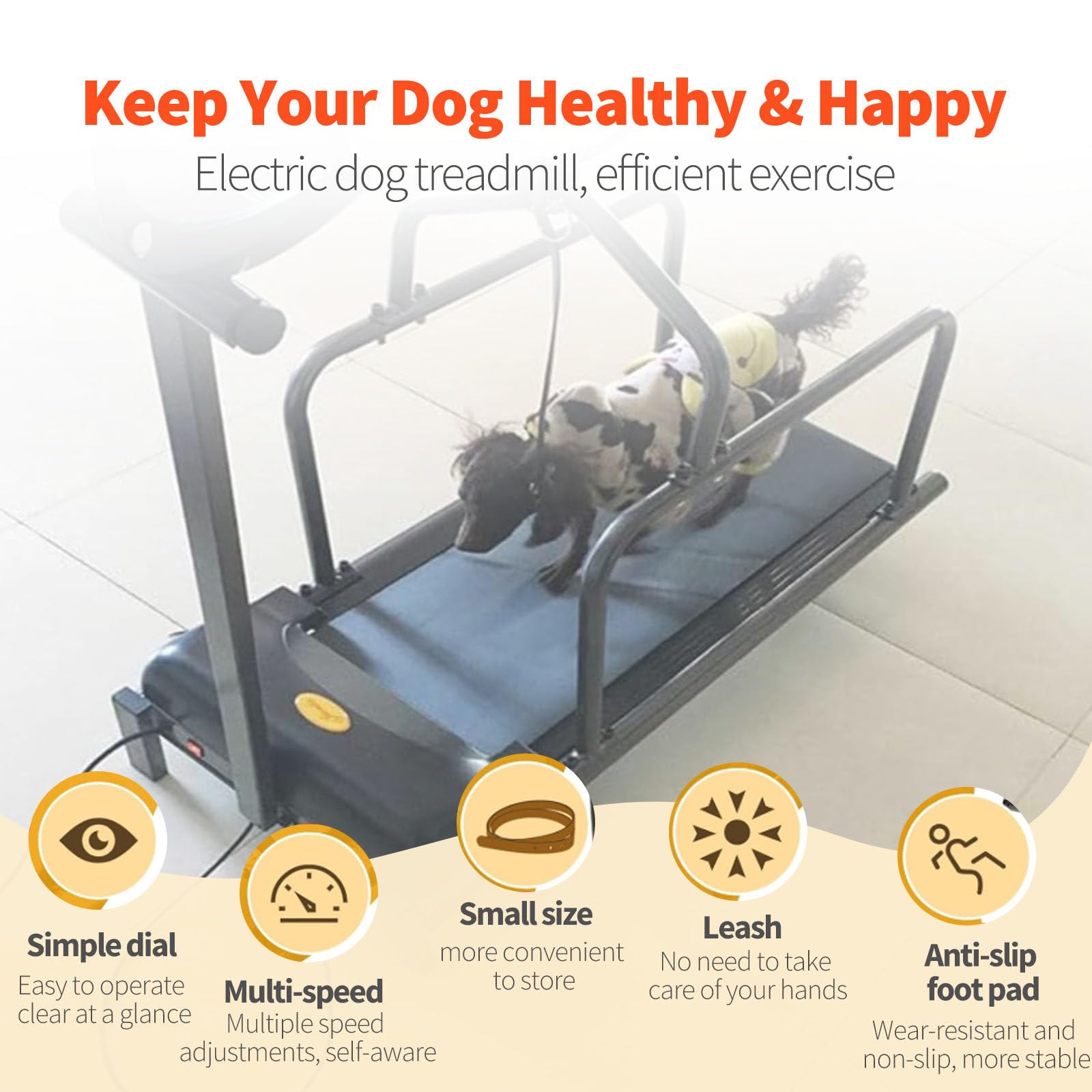Hundelaufband für mittelgroße Hunde, Indoor-Haustierlaufband, Elektrisches Indoor-Hundelaufband mit LCD-Display, Outdoor-Hundelaufband, Gewichtskapazität 80 kg,Black