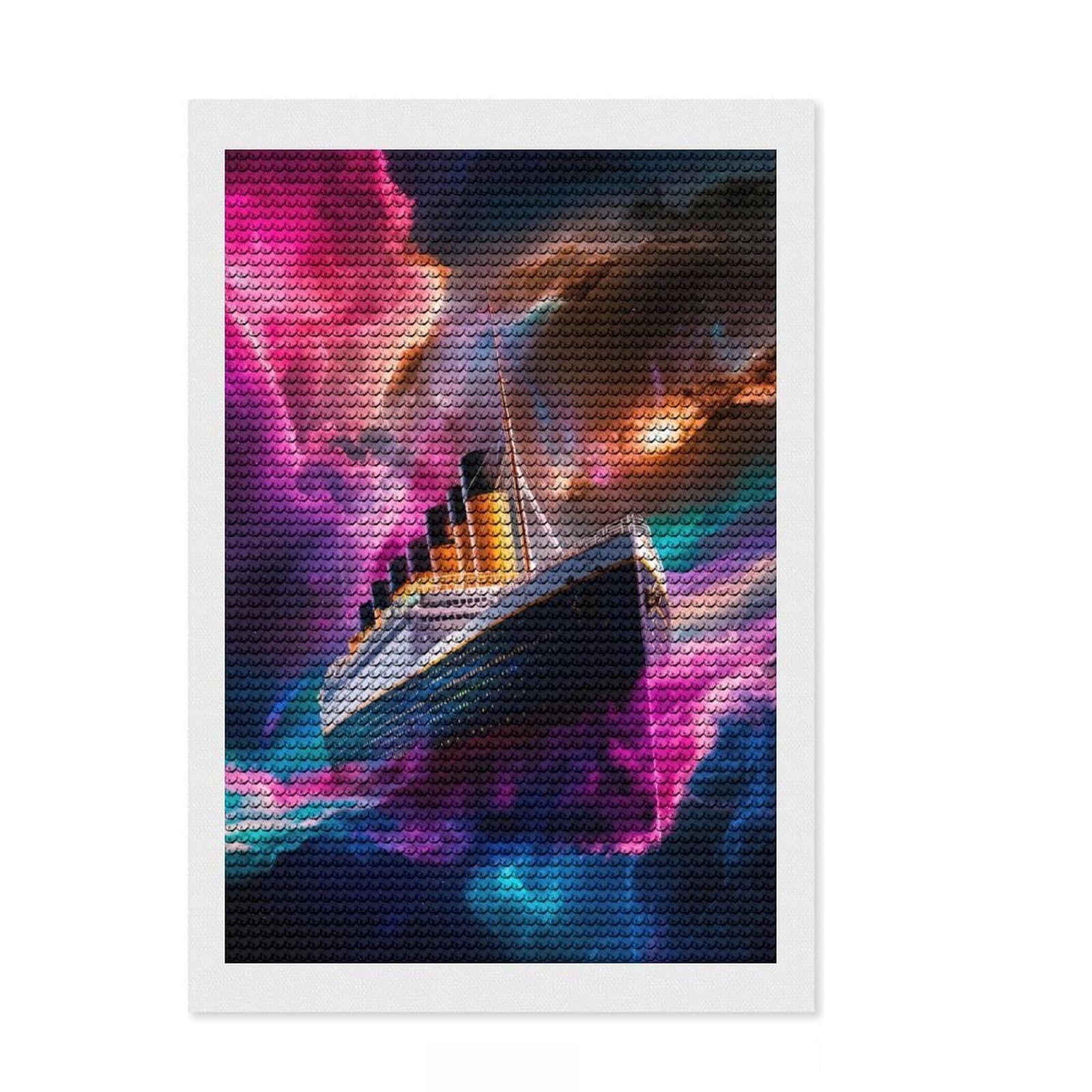 Junmoney Cosmic Titanic Diamond Painting Kit 8"x12", Easy Handmade Project, Easy to Enjoy, Aesthetic Room Decor, Christmas Gift