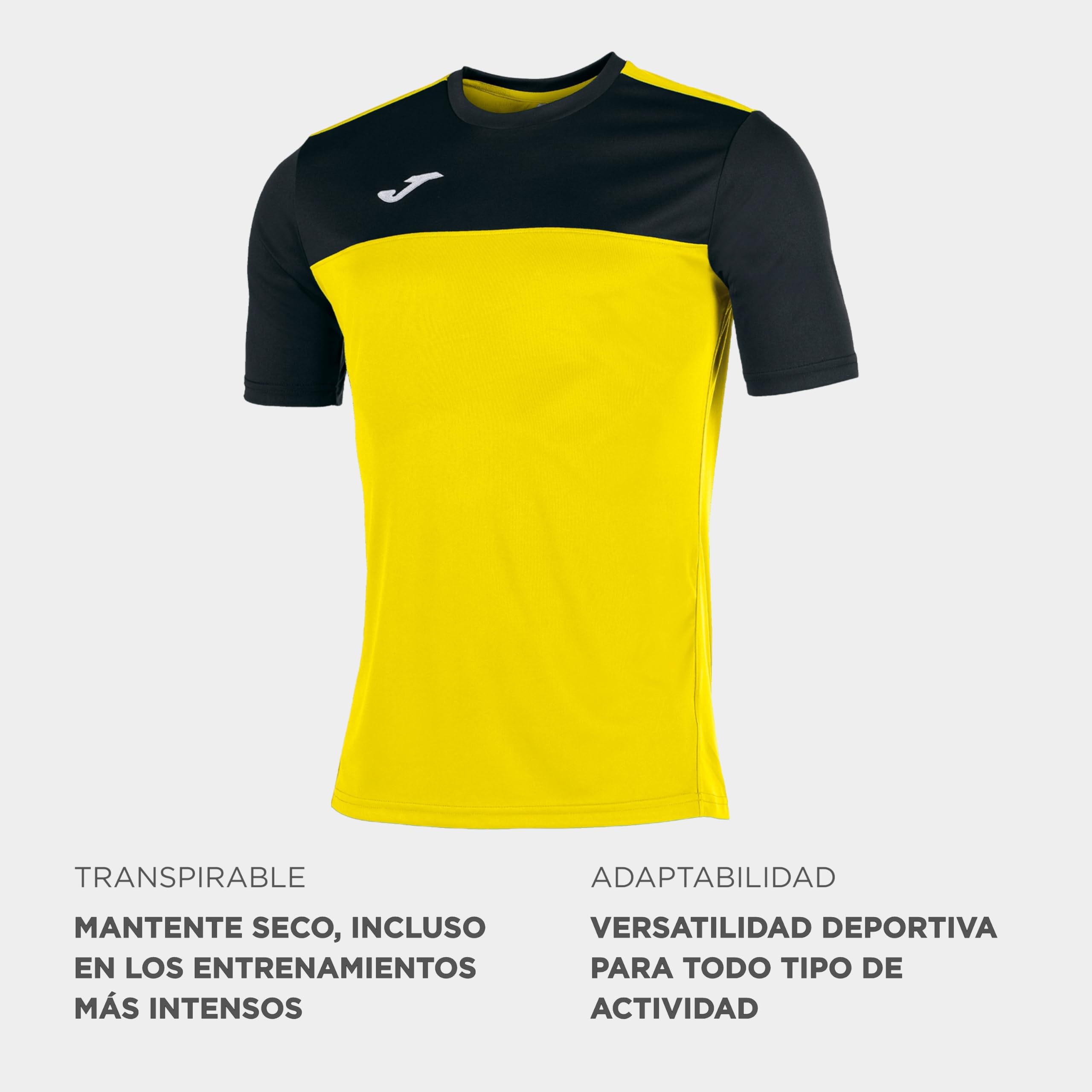 Detalle del tejido de poliéster de la camiseta Joma Winner, mostrando su textura y densidad.