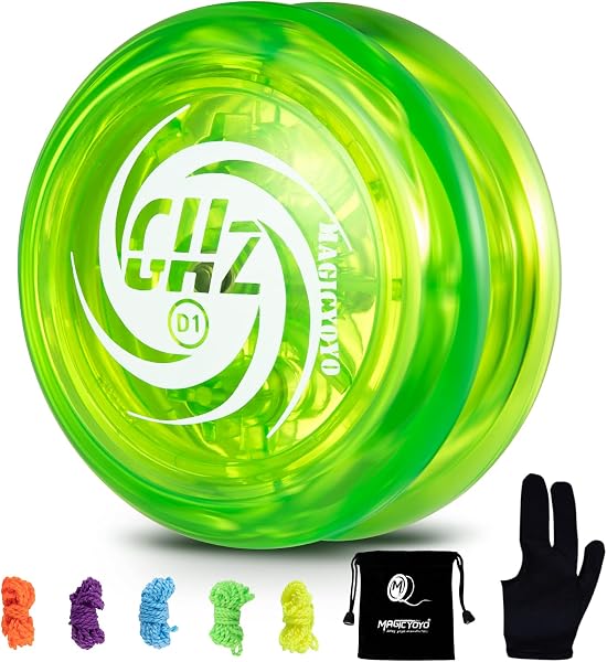 MAGICYOYO Responsive Yoyo D1 GHZ, Professionelle Looping JoJo für Kinder Jo-jo für Anfänger mit 6 Yoyo-Saiten, Yo Yo Handschuh, Tasche (Green) - 1