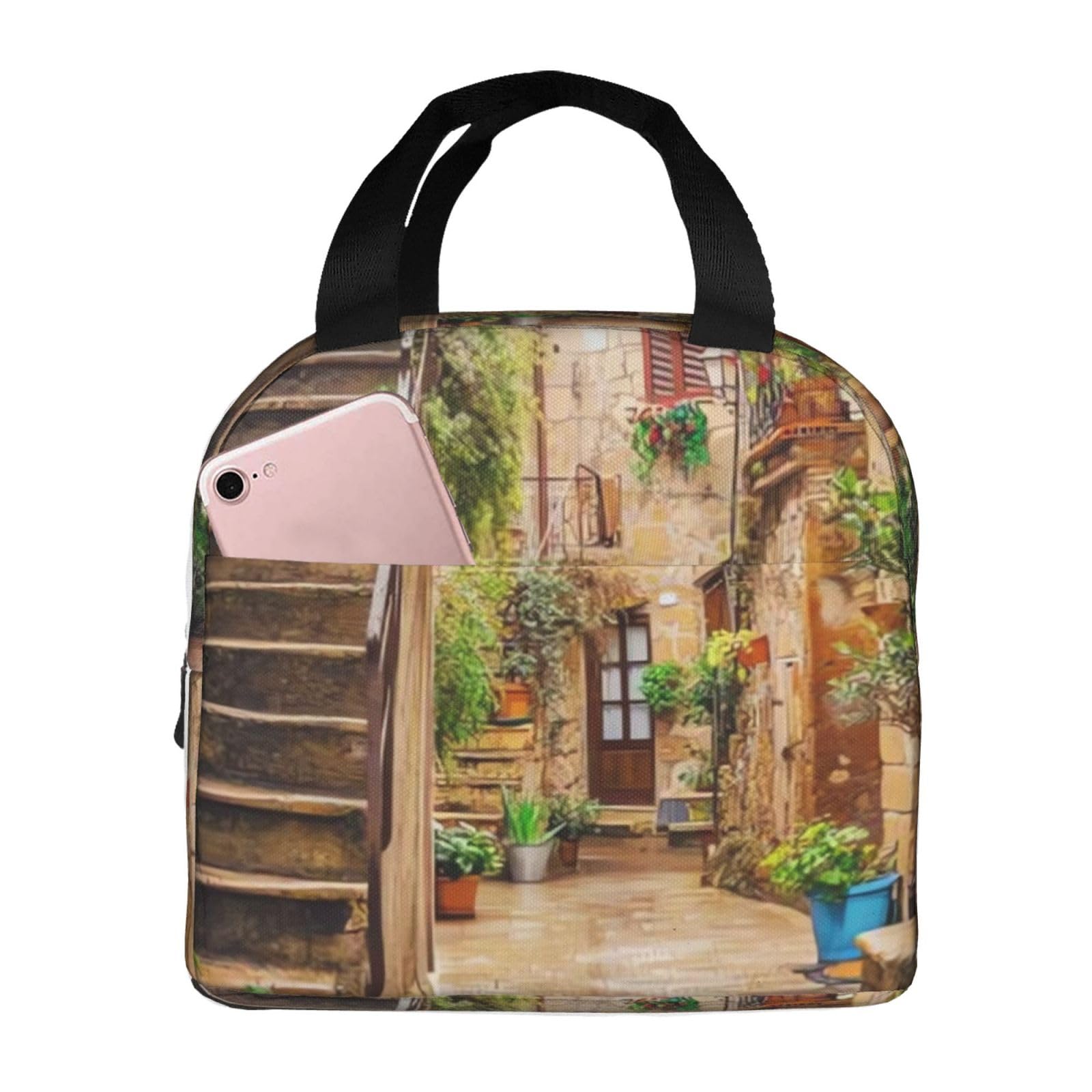 Borsa Termica Per Pranzo Con Stampa Gufi - Piccola, Isolante, Per Ufficio, Palestra, Viaggi, 21.6x12.7x20.3 Cm, Con Tasca Frontale