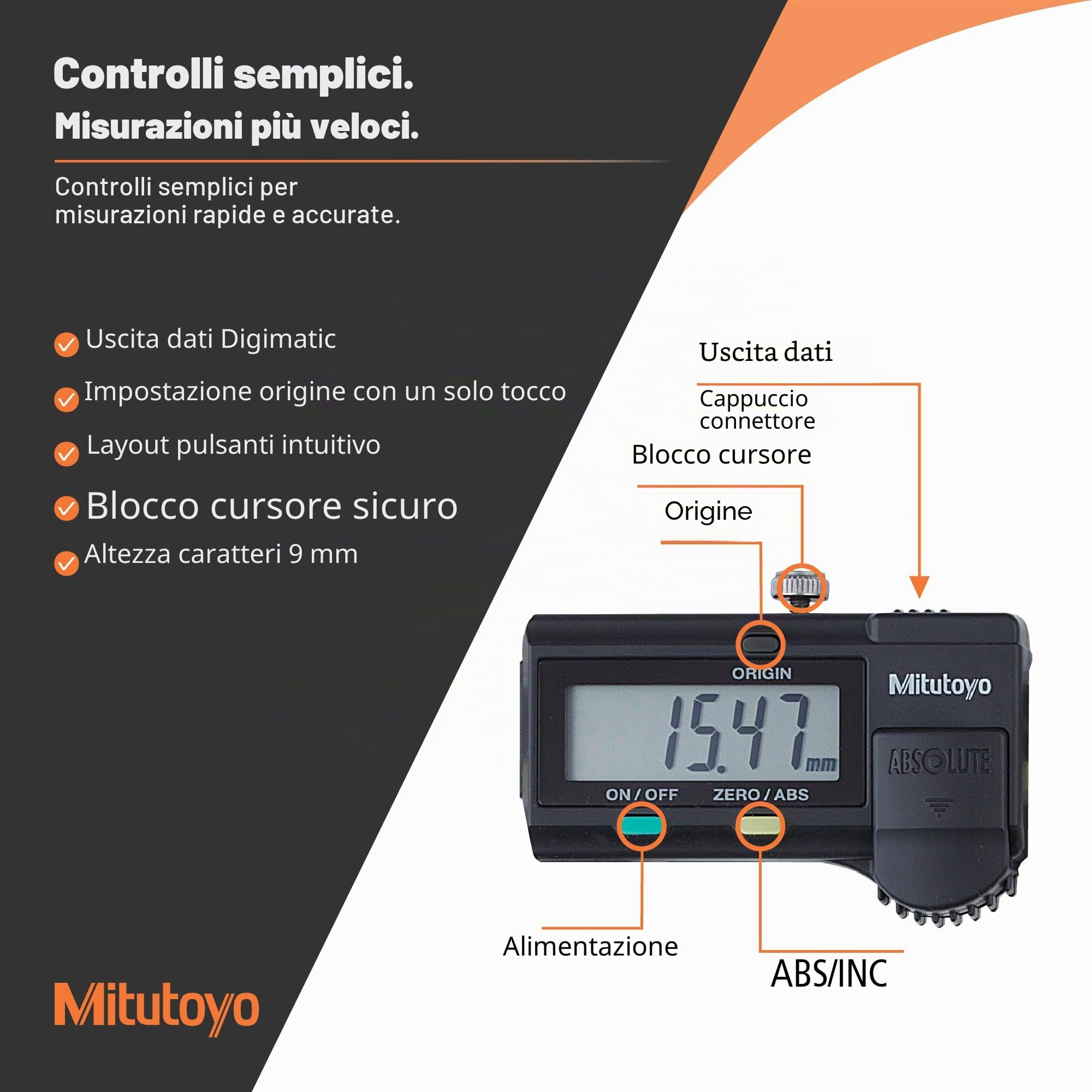 Mitutoyo 500-158-30 Calibro digitale ABS AOS CD-15AXR, 0-150 mm