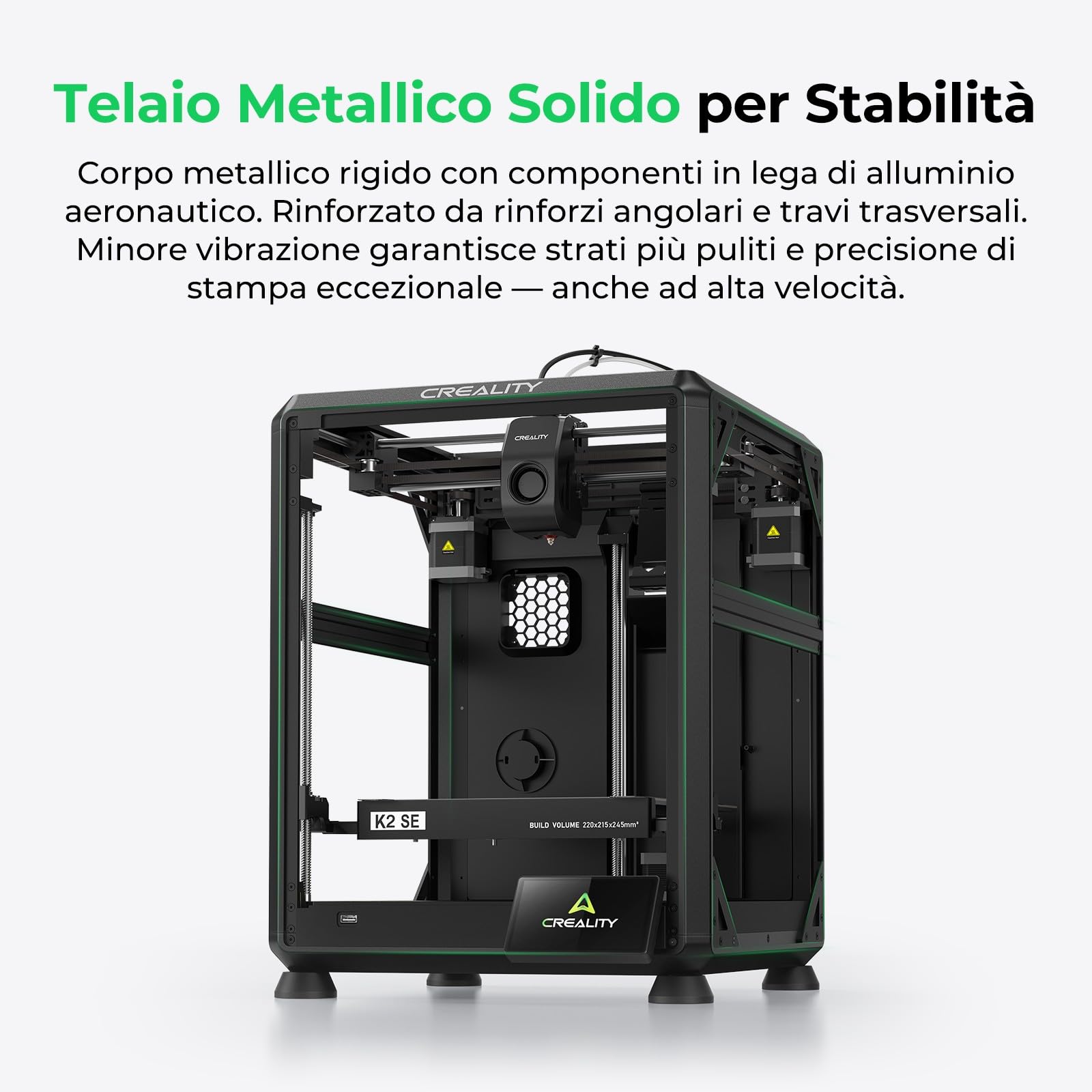 Creality K2 SE Combo Stampante 3D - Max Stampa 500mm/s, Leveling Automatico Totale, Stampa Multicolore con CFS, Telaio Metallo Solido, Estrusore Diretto, 220×215×245mm