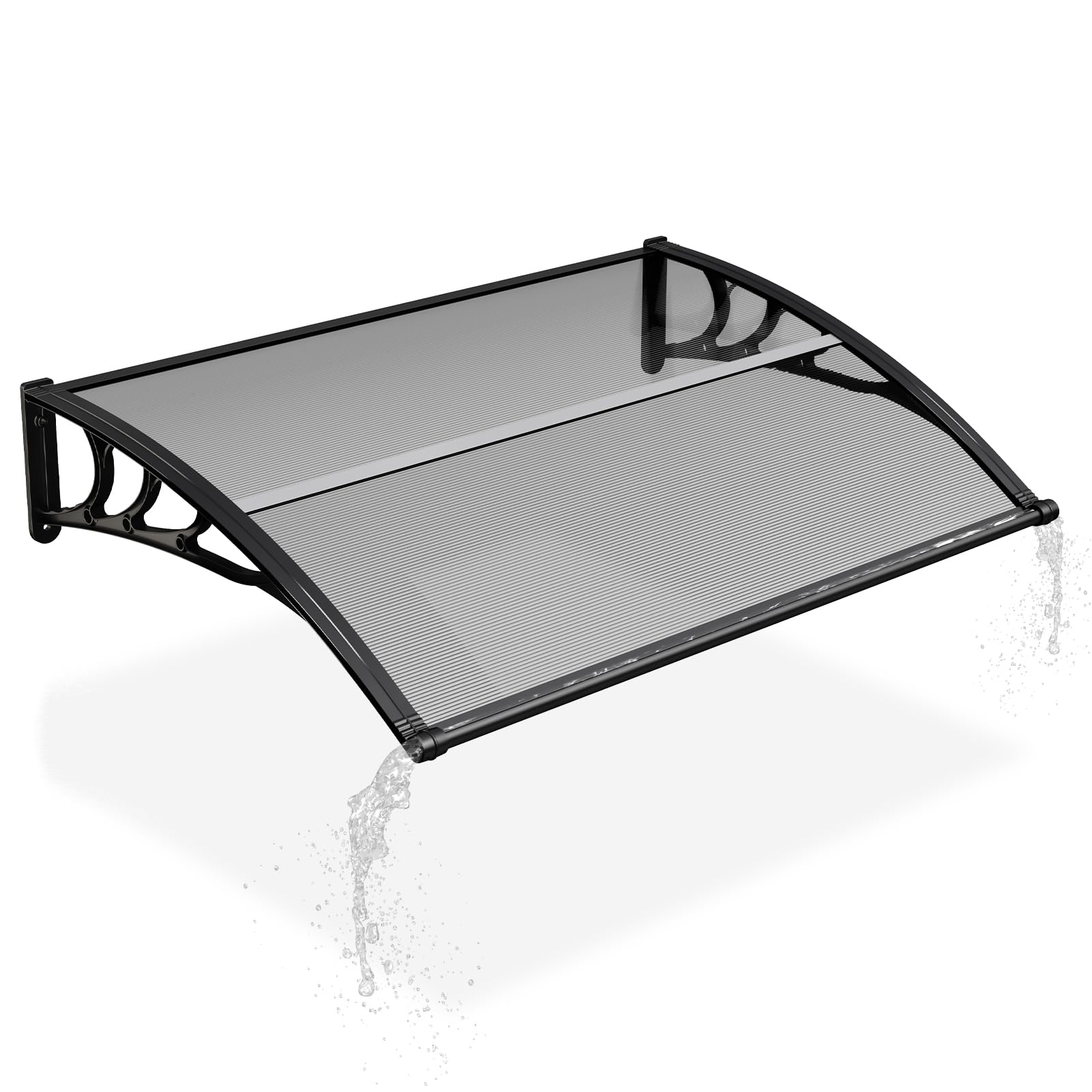 Warmiehomy Door Canopy with Gutters, Dark Grey, 150x100 cm