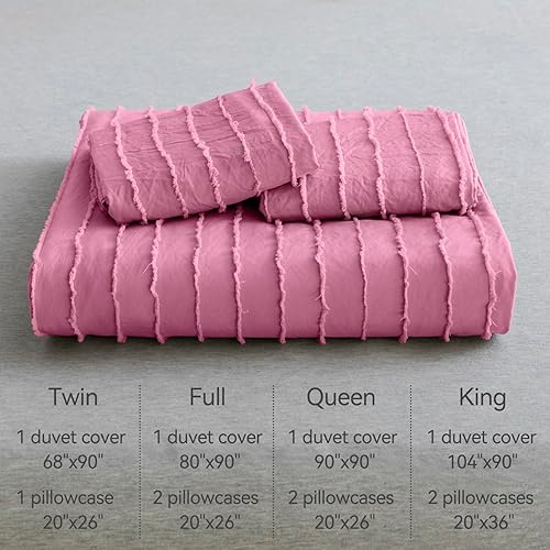 Miniatura 6 de JELLYMONI Barbie - Juego de funda de edredón rosa tamaño Queen de 3 piezas, juego de funda de edredón de microfibra copetuda con textura de rayas