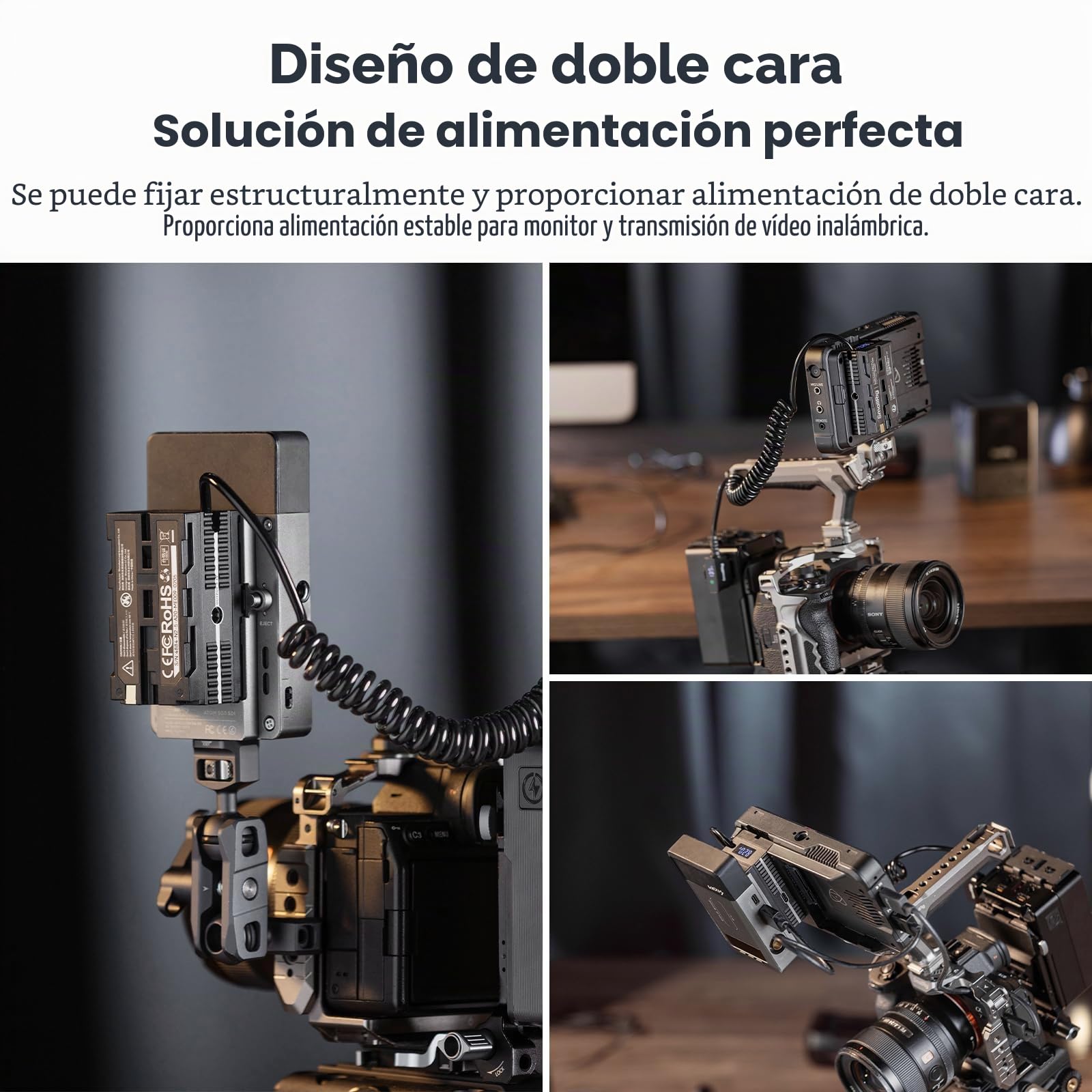 SMALLRIG D-Tap a batería ficticia NP-F de Doble Cara, con USB-C, Puerto de CC, Pantalla LED, para Monitor y transmisores de vídeo inalámbricos - 4884