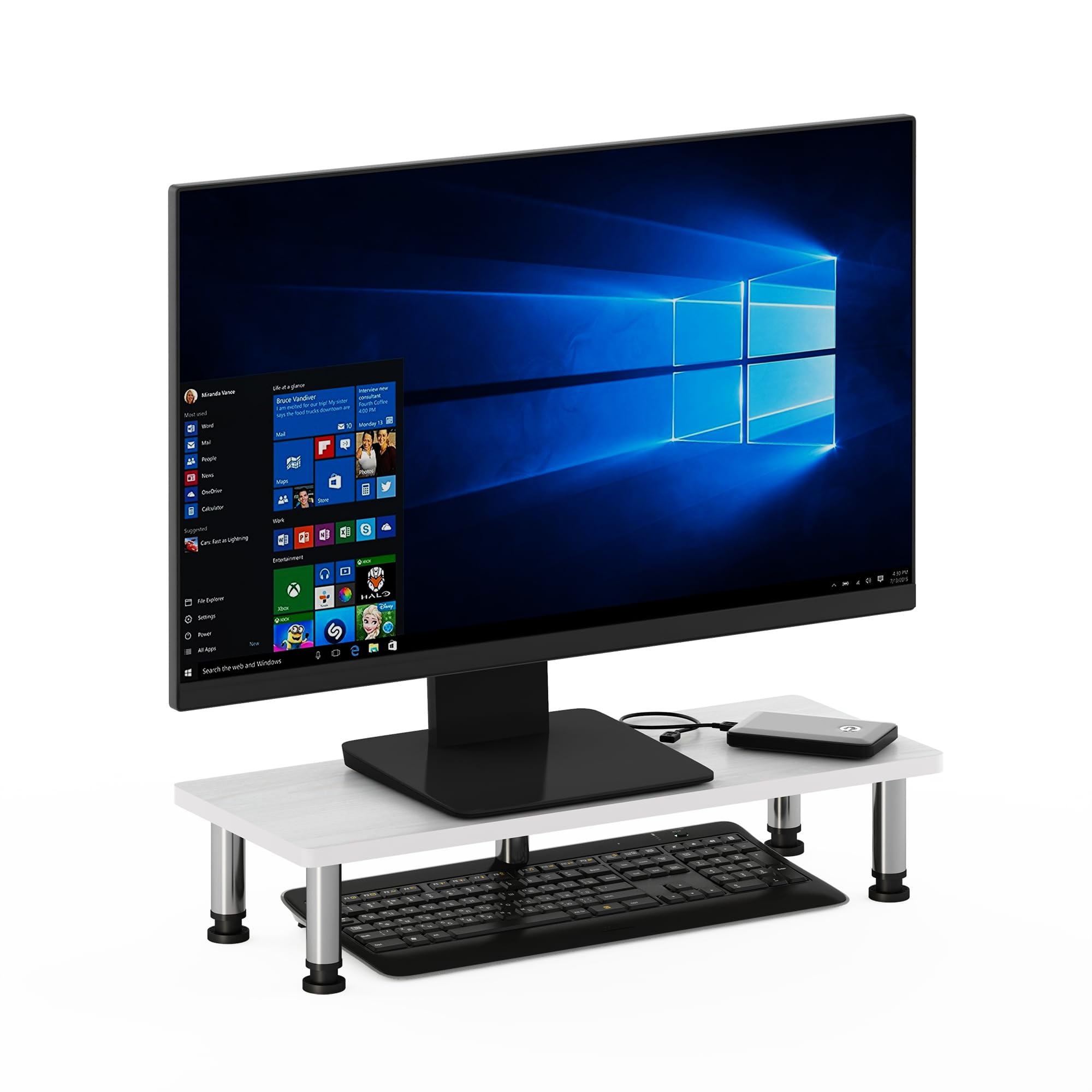 Furinno TURN-N-TUBE Monitor Stand Riser, Monitor Riser, Laptop Stand for Desk, Office Desk Accessories, Desk Organizers and Accessories, White Oak