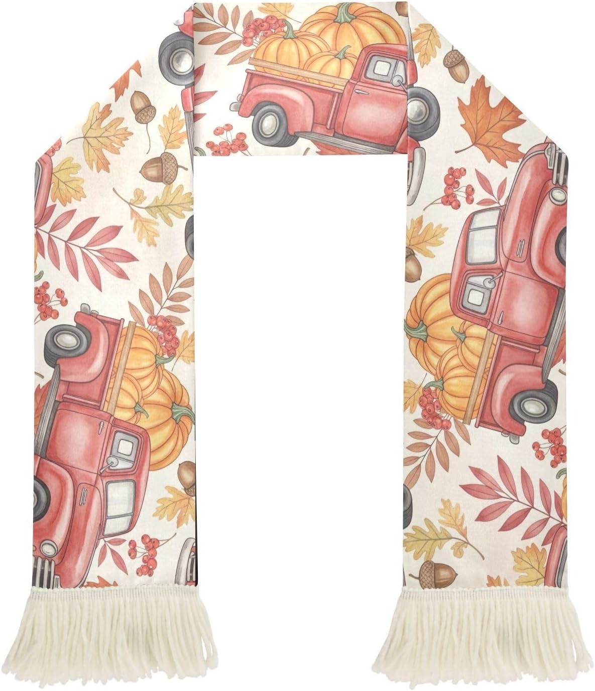 CHIFIGNO Vintage Red Trucks Pumpkins Sports Fan Scarf, Quick Dry Polyester Scarf for Sweat Wiping and Game Day Support, Comfortable and Soft