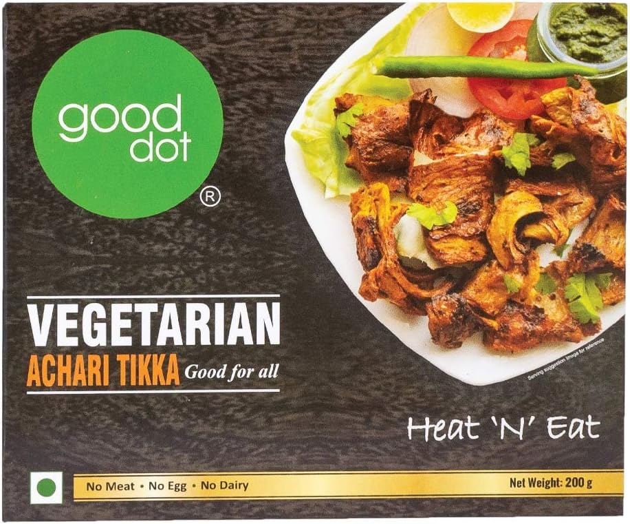 GoodDot Vegetarian Achari Tikka (200gm), Vegan, Mock-Meat - Plant Based