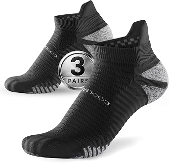 Rahhint Running Trainer Men Socks Cushioned Arch Support Anti Blister COOLMAX Quick Dry Short Anti Slip for Sport Golf Marathon