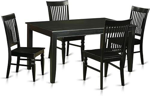 Miniatura 11 de East West Furniture DUWE6-BLK-W - Juego de comedor de 6 piezas que contiene una mesa de comedor rectangular y 4 sillas de cocina con banco, 36 x 60