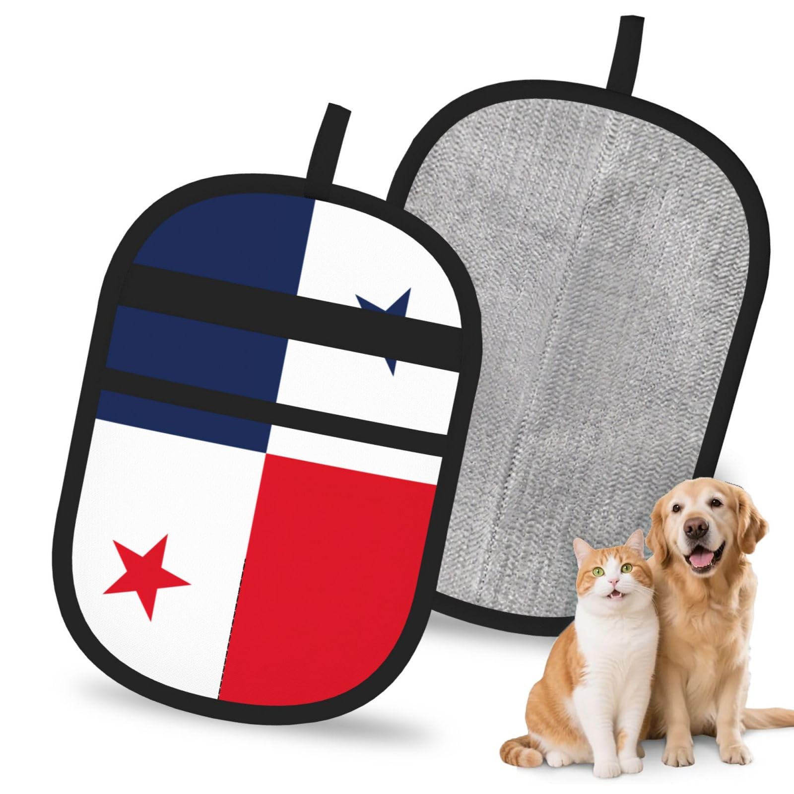 Flag Of Panama Print Pet Hair Remover Gloves Grooming Cleaning Accessory Reusable Deshedding Tool