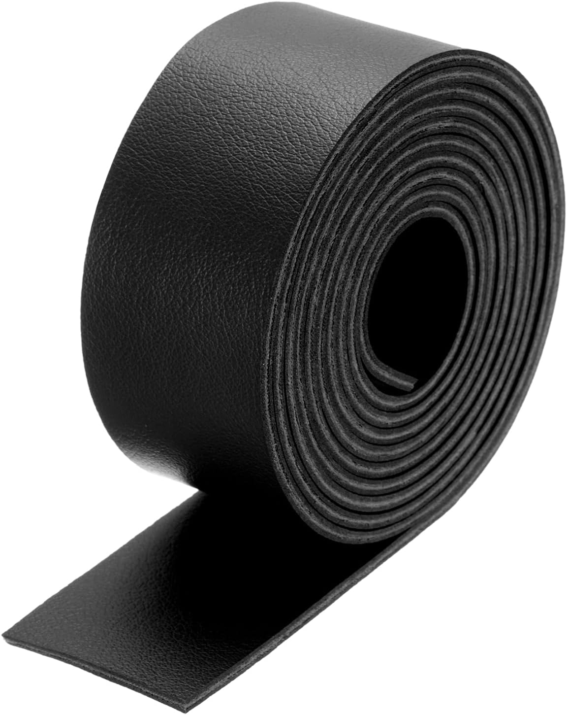DMiotech 1 Pack Double Sided 1.5 Inch x 5 Yard Faux Leather Strip Furniture Cover Fabric Skin Black PU Leather Roll for Handmade DIY Craft Projects