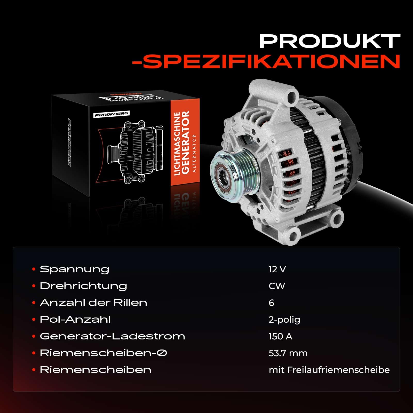 Lichtmaschine 150A Für Ford Galaxy, Mondeo IV, S-Max – Uhrzeigersinn, Ersatz Für 0121615007