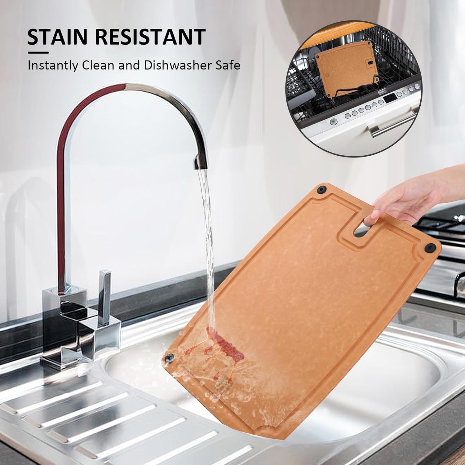Cutting Boards for Kitchen Dishwasher Safe,Composite Cutting Board Set of 2 with BPA Free, Reversible Chopping Board with Juice Grooves, Non-porous, Grandpa