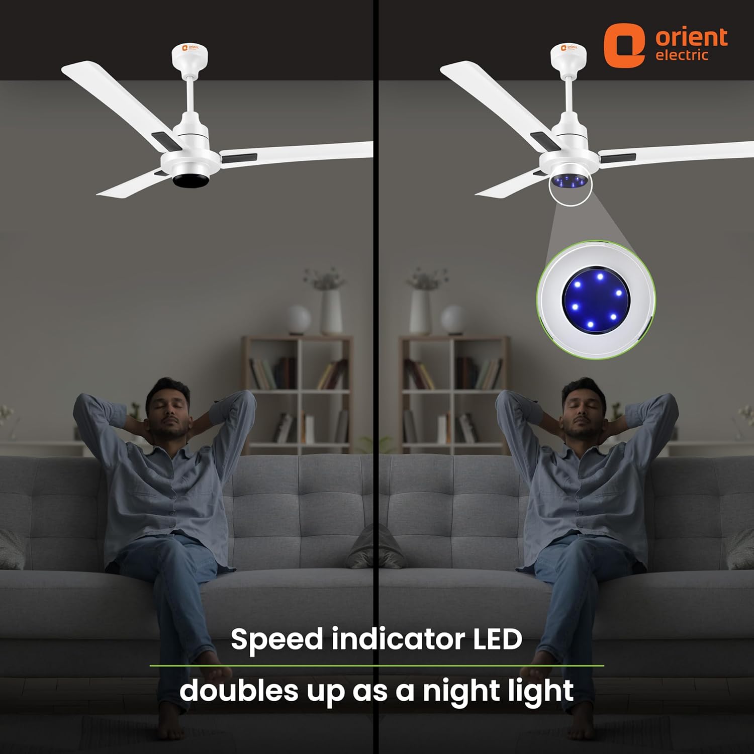 Orient Electric I-Tome Plus BLDC Fan LED as Night Light