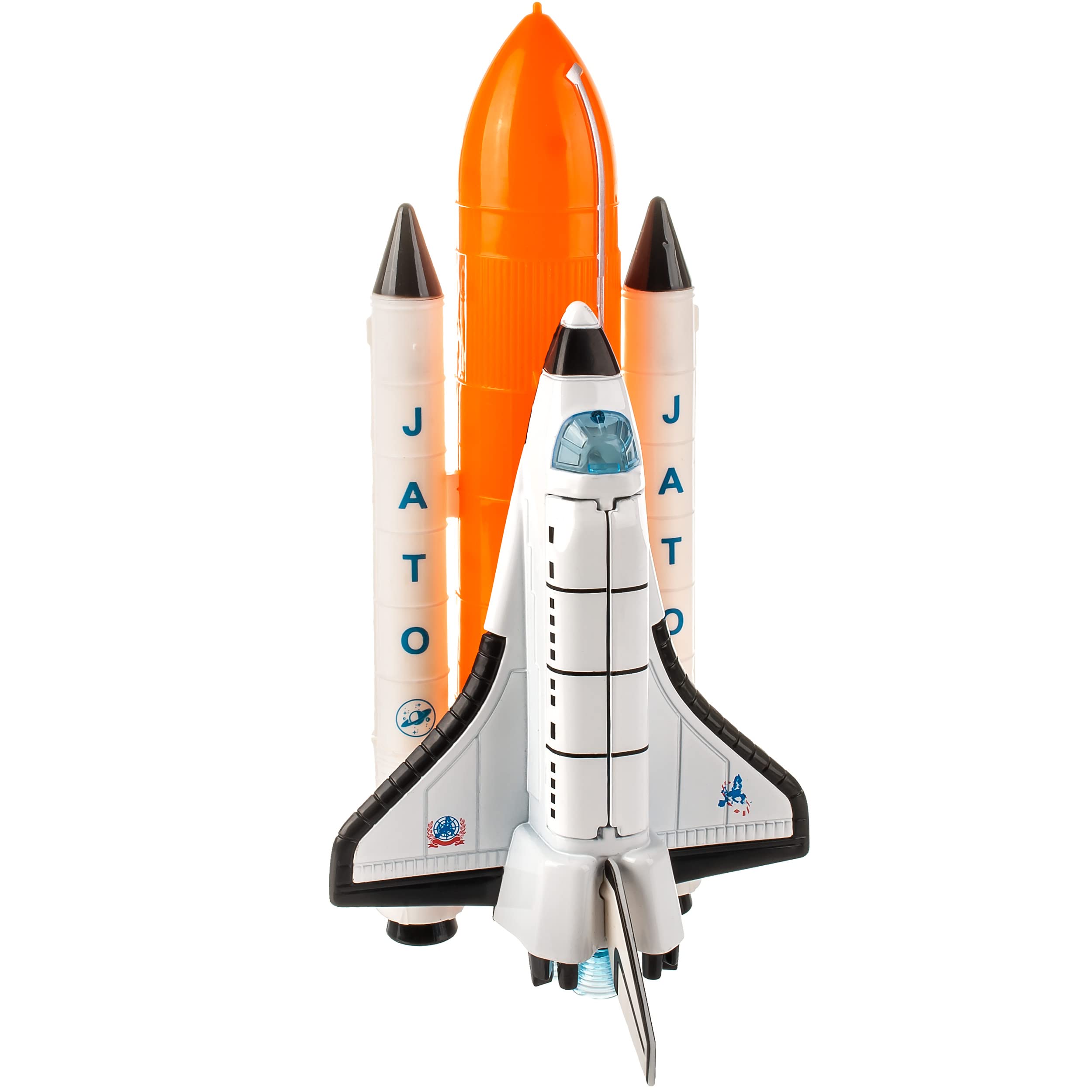alles-meine.de GmbH Raumschiff & Space Shuttle mit Licht & Sound inkl. Name - Schwungrad Antrieb - bewegliche Räder - aus Metall & Kunststoff - Spielzeugrakete - Fahren - Auf..