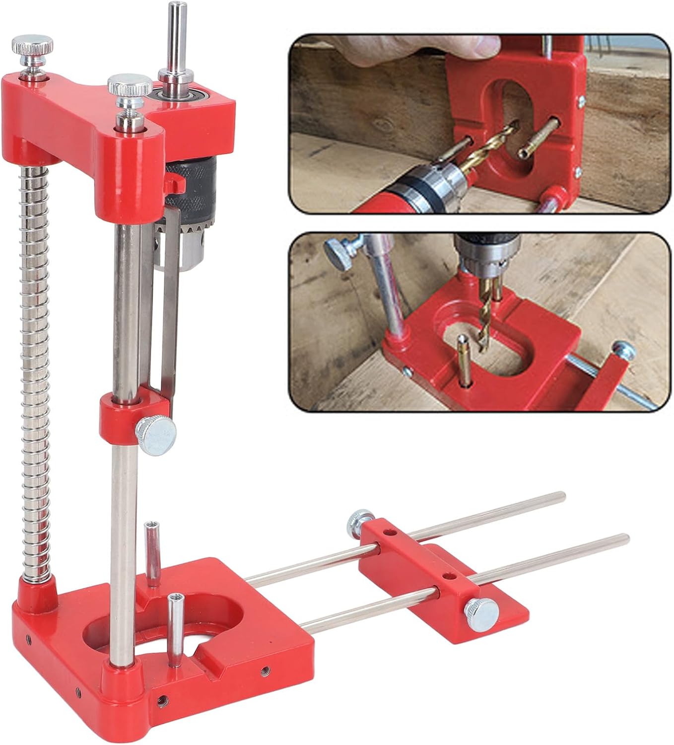 Woodworking Drill Locator, Portable Drillling Guide Adjustable Portable Drilling Tool Precision Drilling Jig Attachment for Installation of Handles Knobs on Doors and Drawer