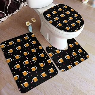 Lawenp Beer Image Worth Fashion Juego de Alfombrillas de baño de 3 Piezas Almohadillas Antideslizantes Alfombrilla de baño + Contorno + Tapa de Inodoro