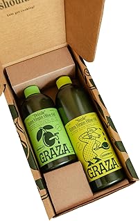 Graza Olive Oil Gift Set - The Duo Gift Set with Sizzle & Drizzle Extra Virgin Olive Oils in a Ready to Gift Box - High Polyphenol - Gift Basket Items for Holidays, Birthdays & Thank You