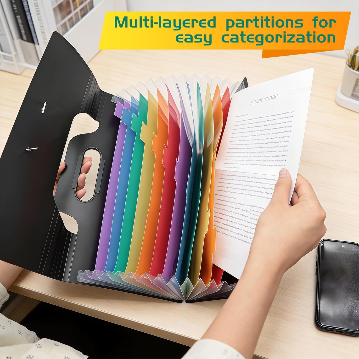 4 Pcs School Memory Box, 13 Pocket Expanding File Folders for Paper Receipts Accordion File Organizer Portable Monthly Paper Bill Tax Receipt Organizer Photo Album with Colorful tabs