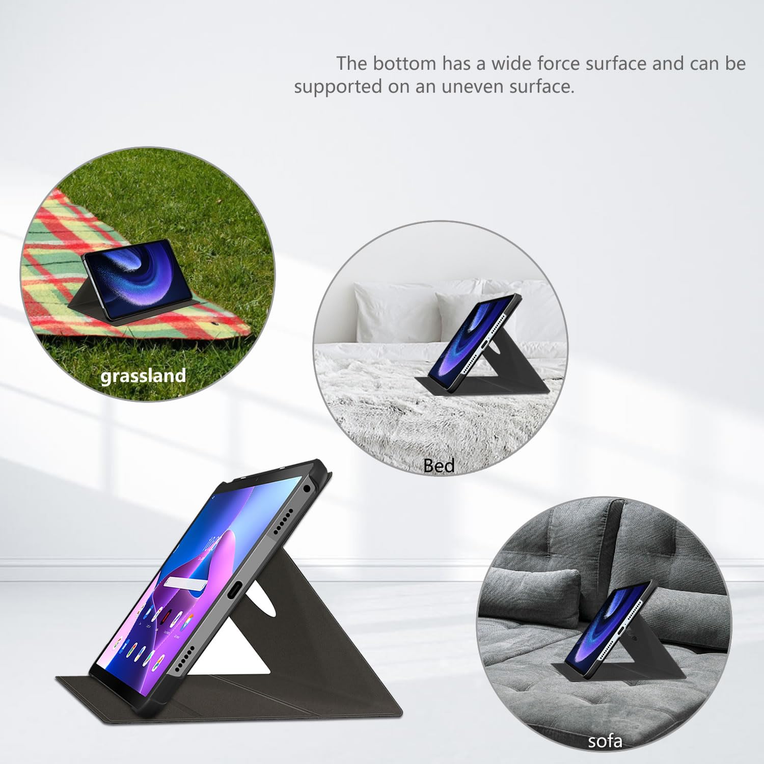 TEDTIKJT Tablet Cover per Lenovo Tab M10 Plus 3rd Gen 10.62022 TB125/TB128 Custodia Pelle PU 360°Multi Angolo Ruotabile Portatile Flip Protettiva con Supporto Funzione Custodia, Albero Viola