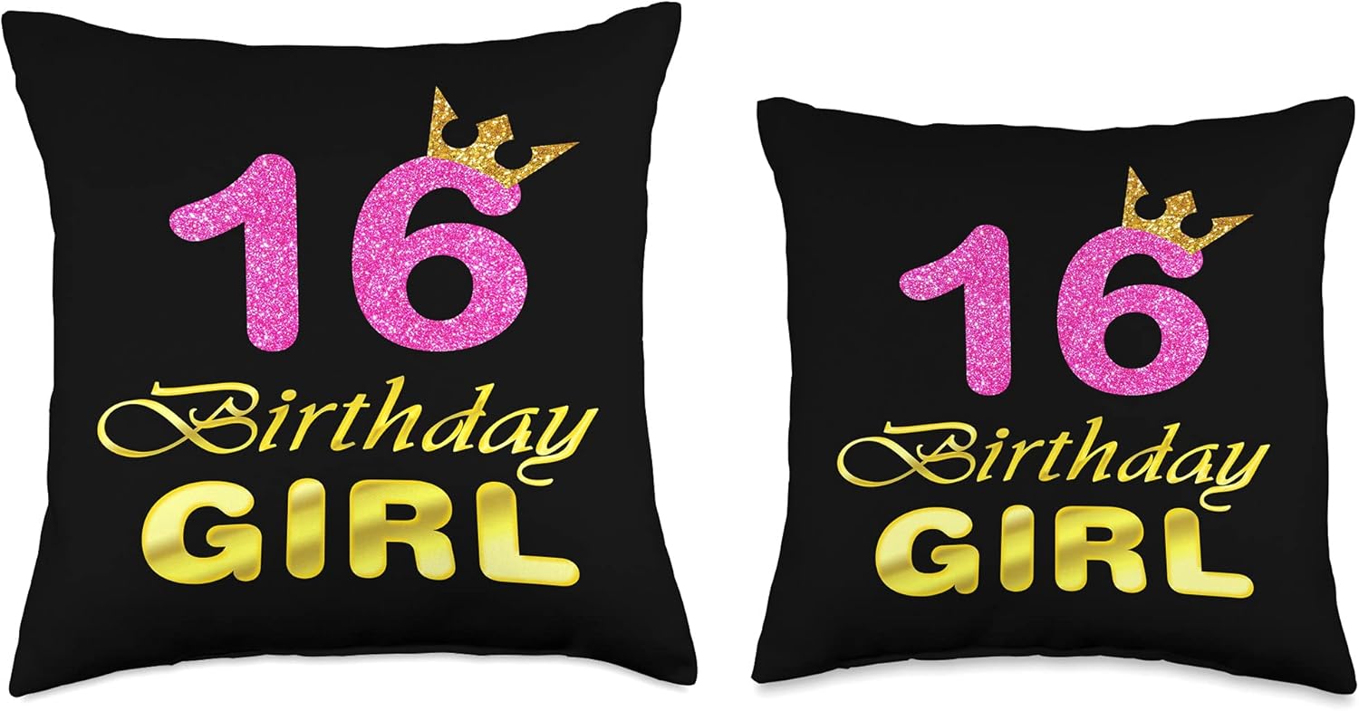 16th Birthday Girl Princess Cute Art For 16 Years Old Throw Pillow