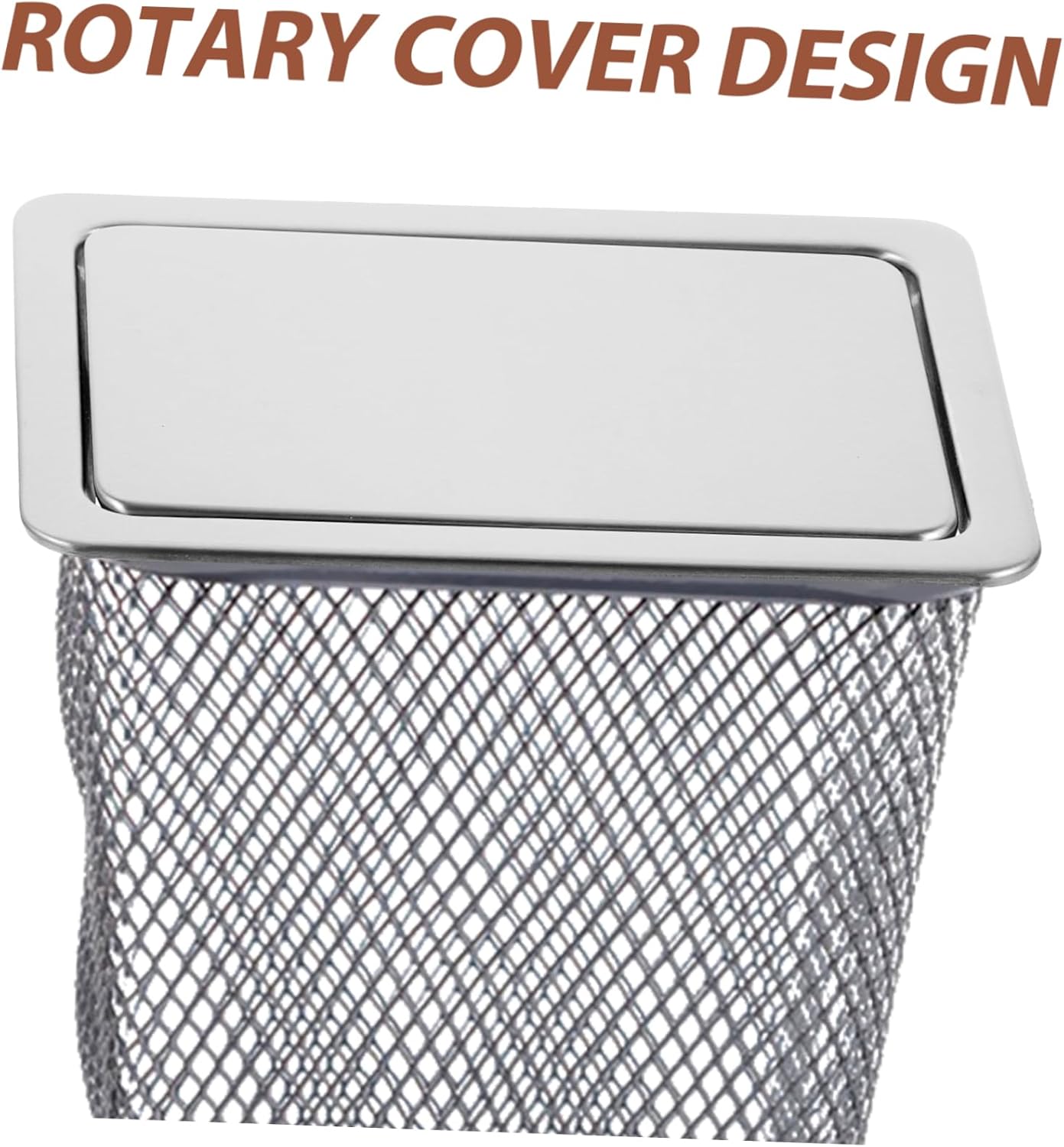 Recessed Stainless Steel Trash Bin Cover Easy Open Garbage Can Lid for Kitchen Bathroom Space-saving Design Scratch-resistant Practical Countertop Waste Bin