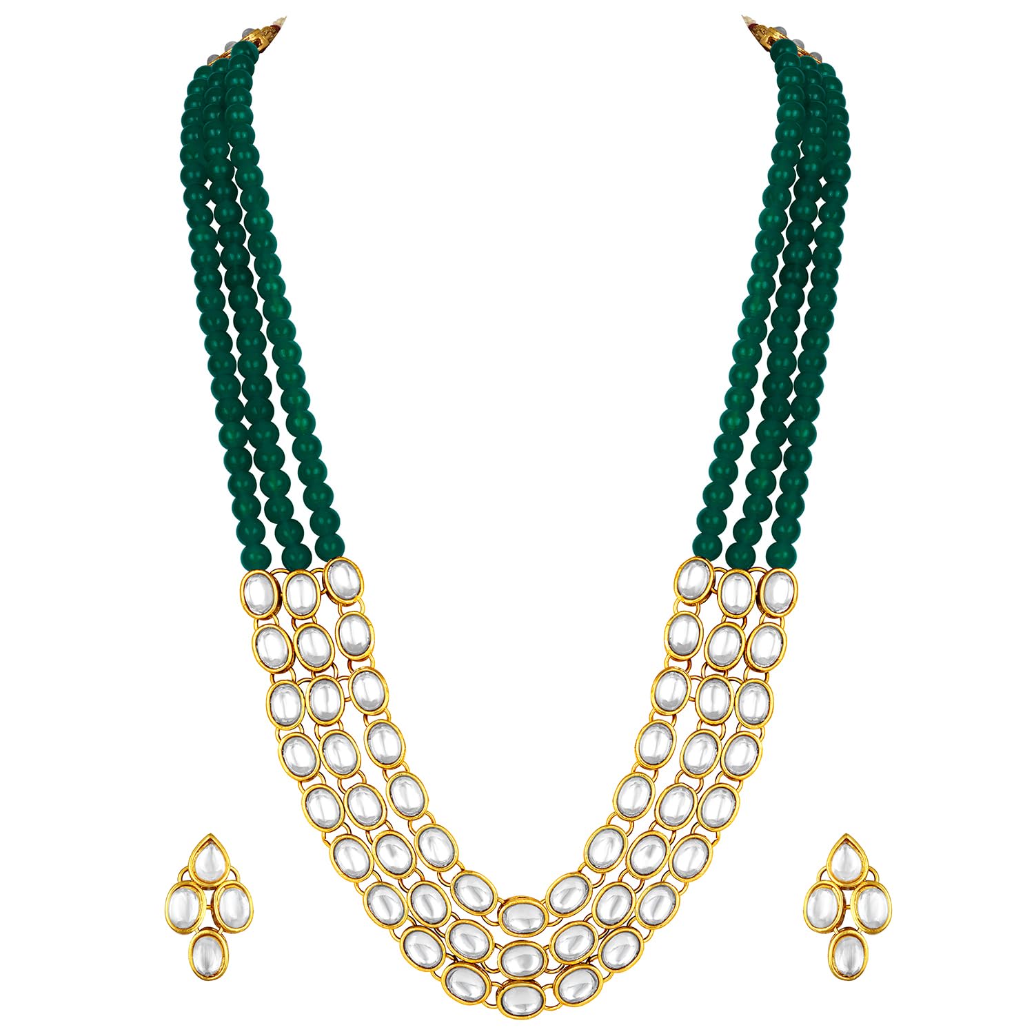 Peora Gold Plated Traditional Kundan Long Necklace Jewellery Set with Earring for Women Girls (Green) (B08QHX8DGH) Amazon Price History, Amazon Price Tracker