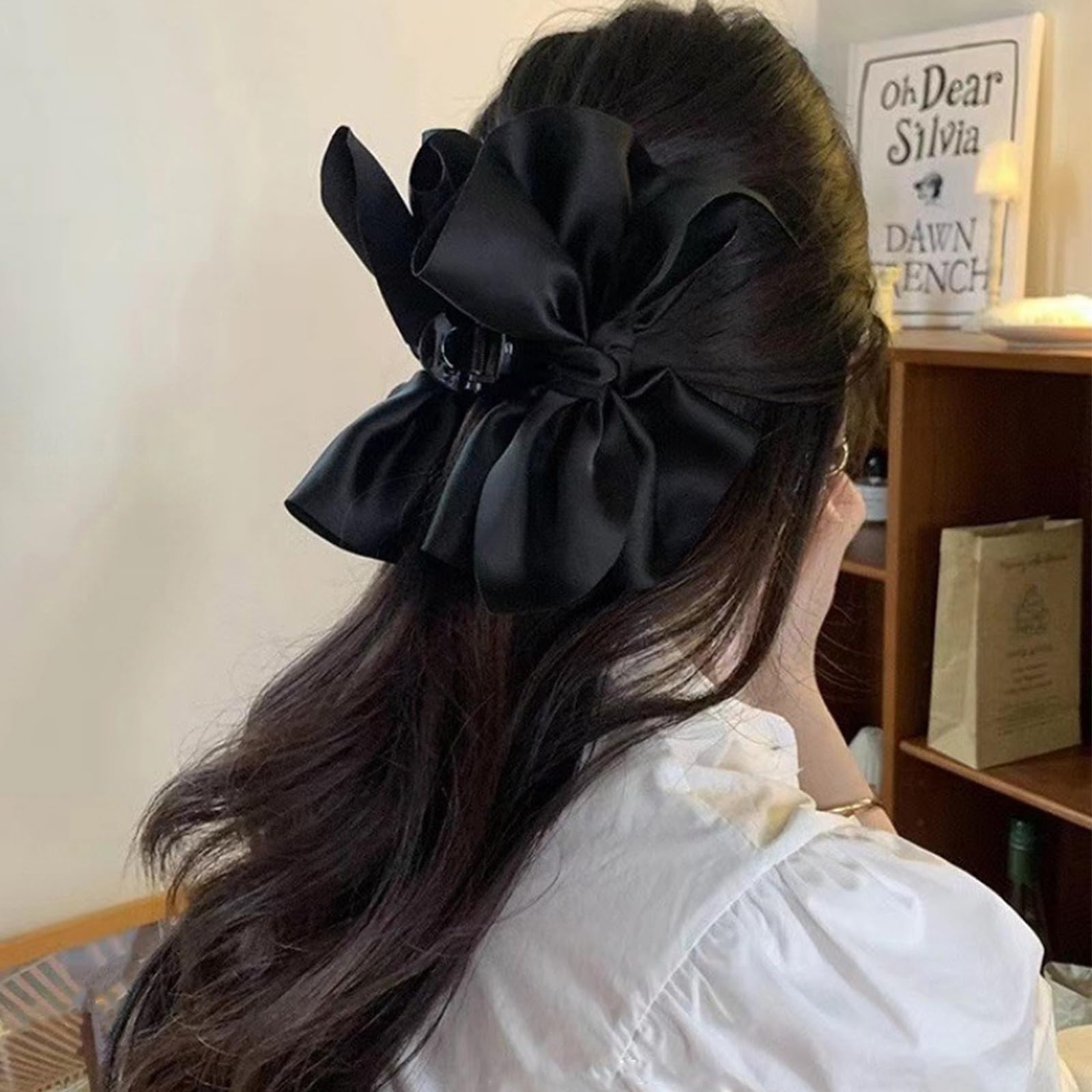 Bow Hair Claw Ponytail Holder Claw Clip French Barrettes Big Bow Hair for Women Girls Halloween Daily Hair Accessories