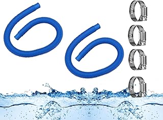 2 Pack 1.25 Pool Hoses for Above Ground Pools, 59 Inches Pool Filters Replacement Hose with 4 Pcs Hose Clamps, Pool Accessories Above Ground, Compatible for Filter Pump 300, 330, 530, & 1,000 GPH
